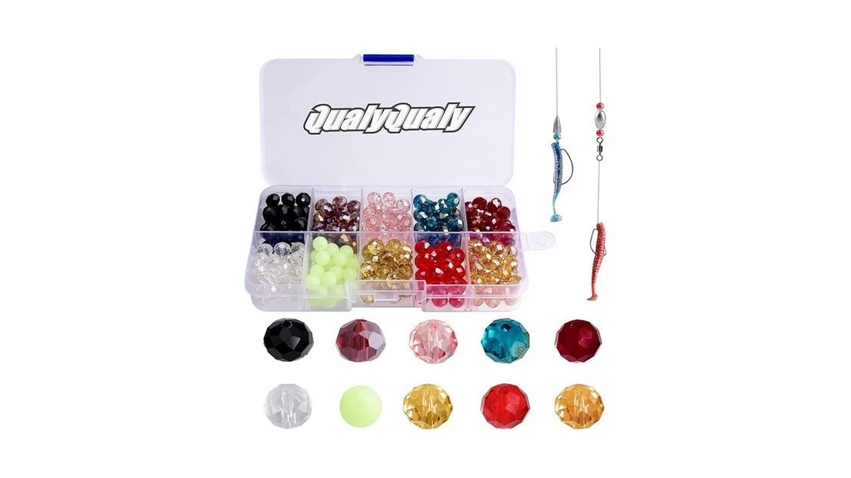 Qualyqualy Fishing Beads Assorted, Plastic & Glass, Red & Yellow,