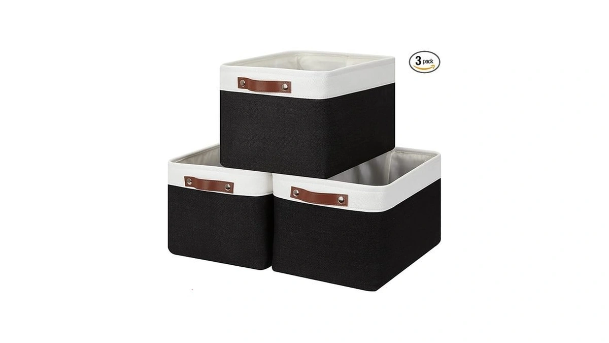 Hnzige Large Storage Baskets (3 Pack) - Fabric Bins With