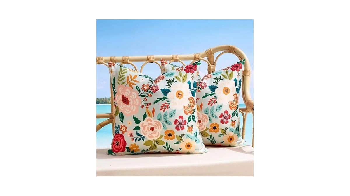 Summer Floral Outdoor Pillow Covers Waterproof Decorative Green Pillow Covers