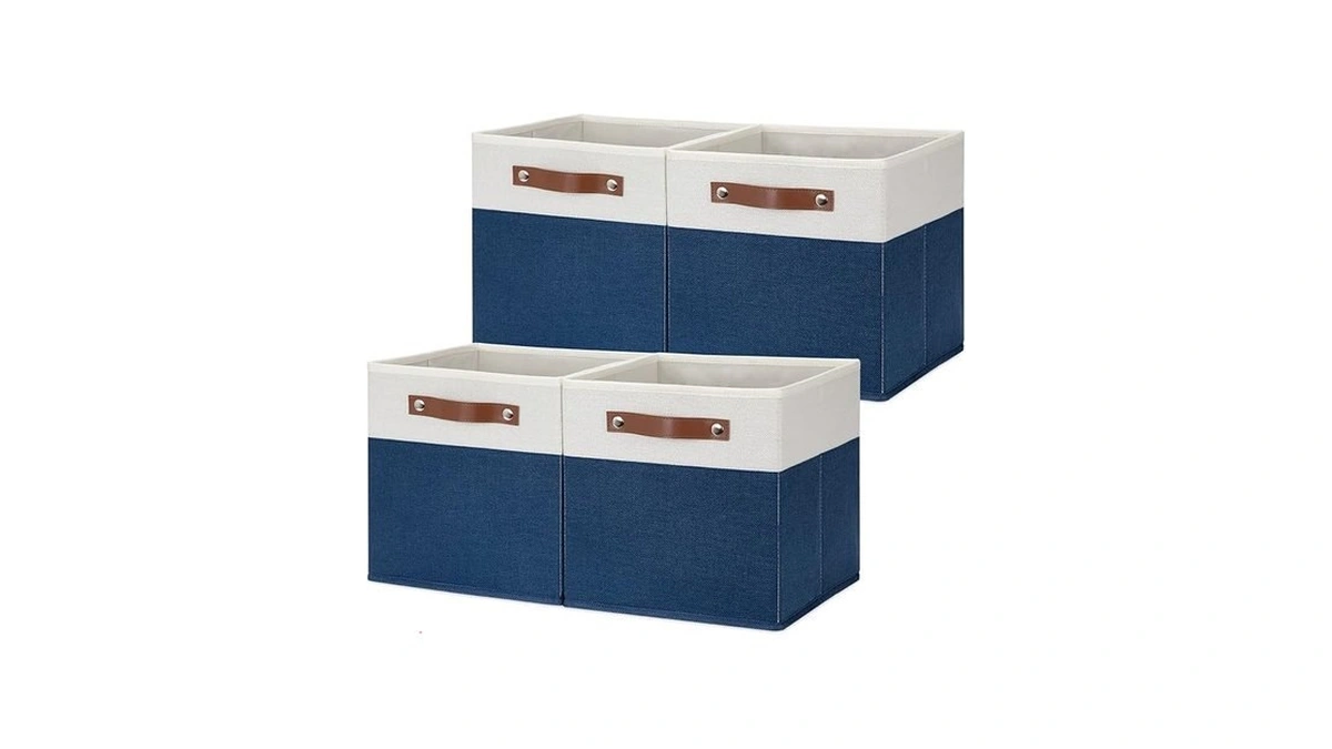 Hnzige Cube Storage Bins Basket For Shelves Set Of 4,