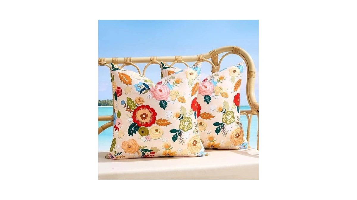 Decorative Waterproof Pillow Covers Outdoor Pillow Covers Summer Accent Beige