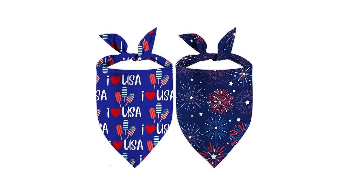 4th Of July Dog Bandanas, Patriotic Holiday Party Pet Decorations