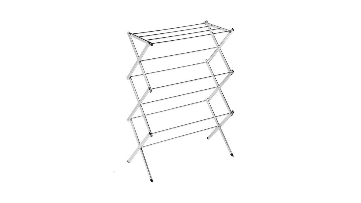 Honey-can-do Commercial Accordion Wood Drying Rack, Chrome, For Storage