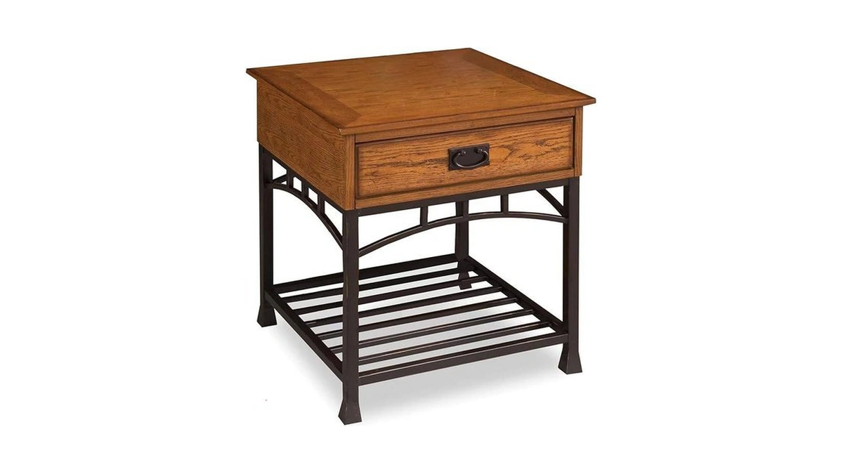 Homestyles Modern Craftsman Distressed Oak End Table