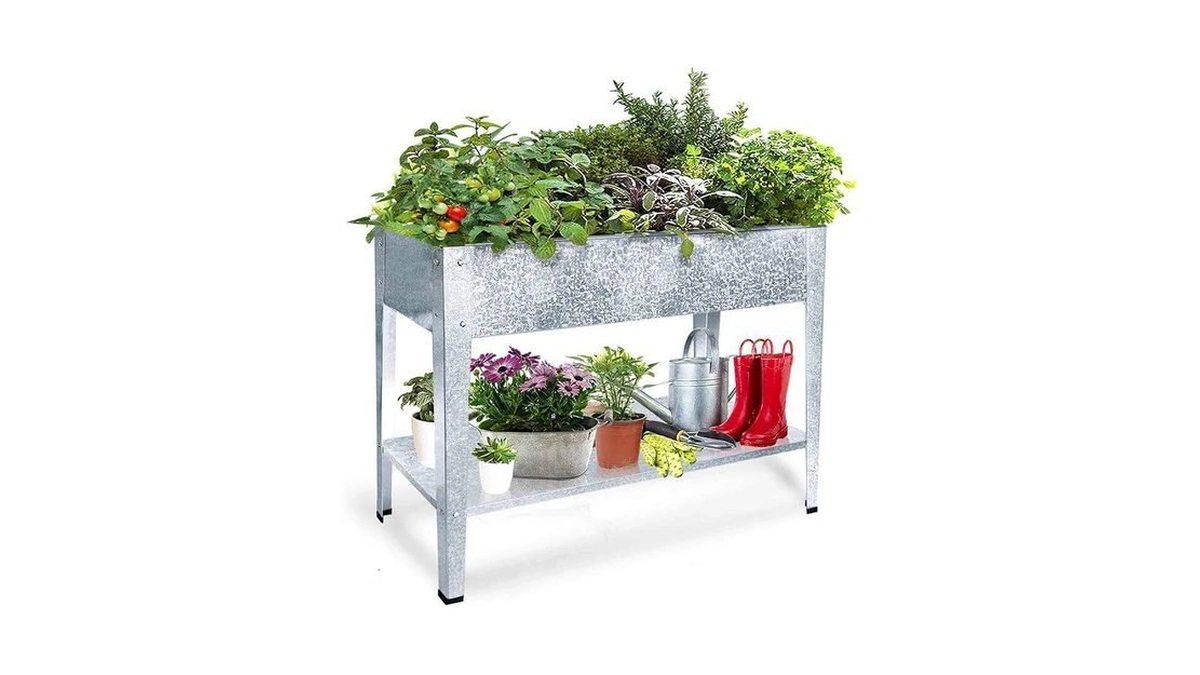 Foyuee Galvanized Raised Garden Bed For Vegetables Elevated Planter Box