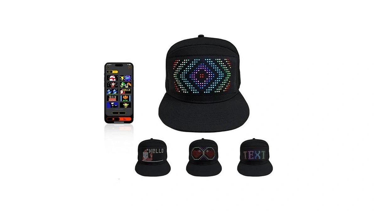 Zunate Led Baseball Cap, Bluetooth Editable Message Display Hat, Adjustable,