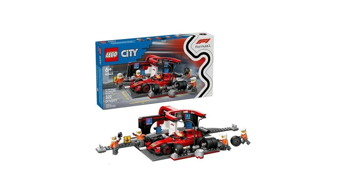 Lego City F1 Pit Stop & Pit Crew With Ferrari