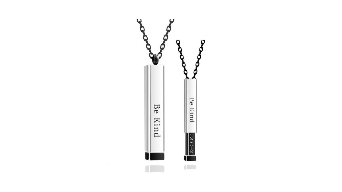 Gracayfr Be Kind Of A B Necklace Hidden Message Square