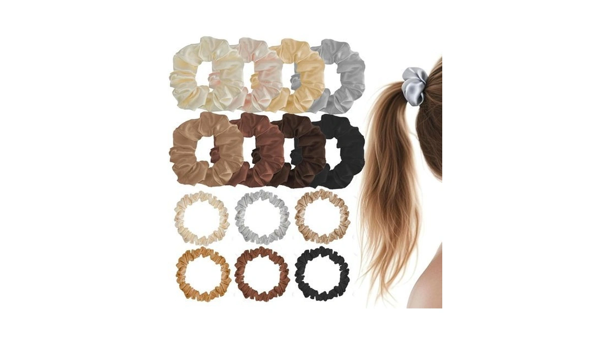Ibequem 14 Pcs Silk Scrunchies For Hair, Mulberry Silk Pure