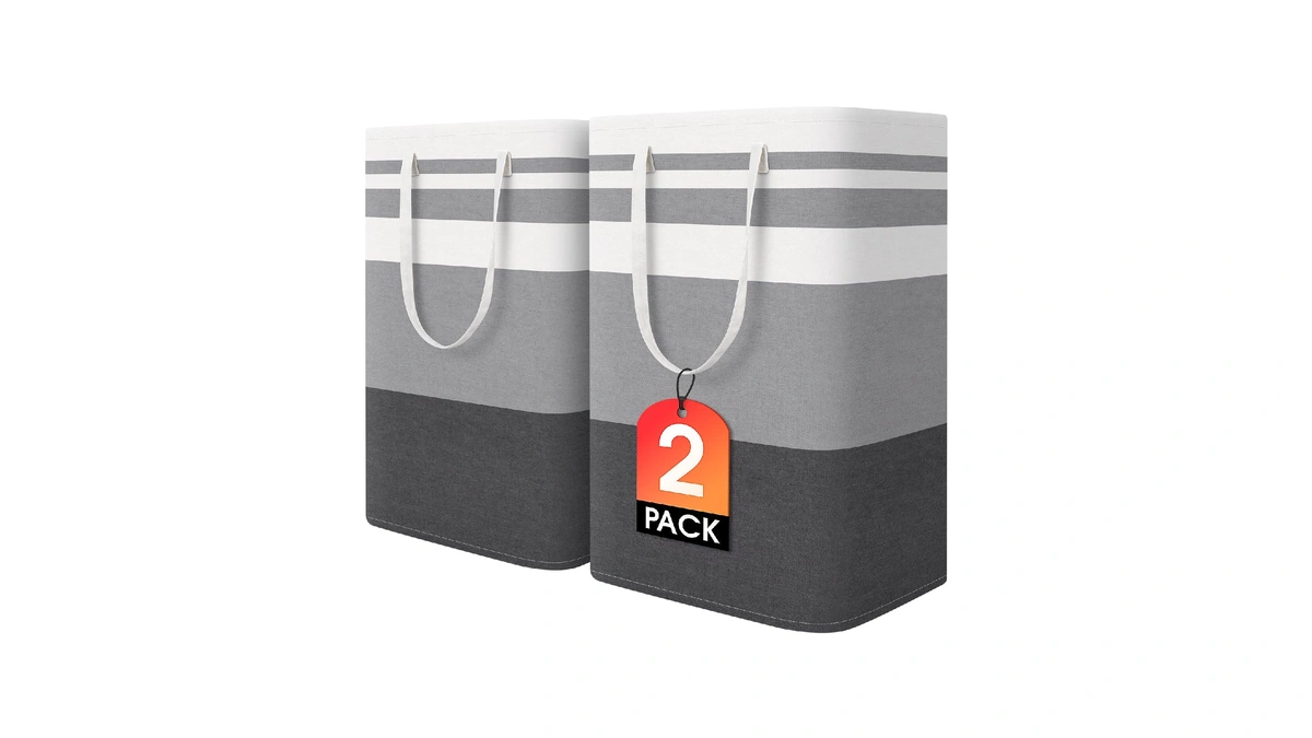 Homehacks 2 Pack Large Laundry Baskets, Waterproof, Freestanding Laundry Hampers,
