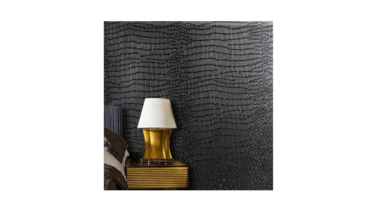 Kimhan Black Peel And Stick Wallpaper - Removable Crocodile Self