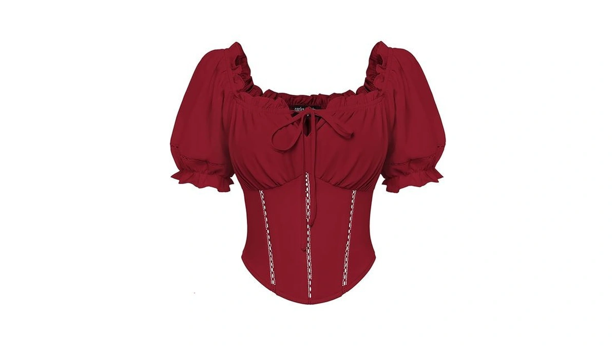 Scarlet Darkness Vintage Corset Tops For Women Renaissance Blouse Off