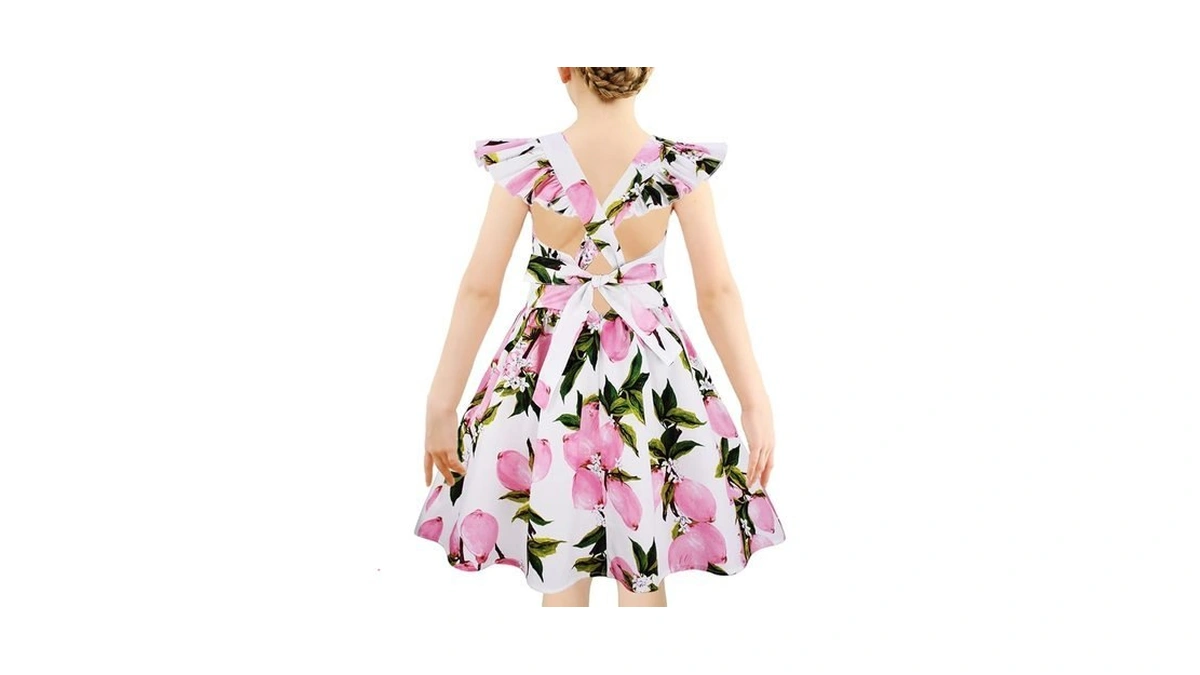 Floral Toddler Birthday Backless Summer Toddler Girl Dress Clothes,d8,11-12 Years(160)