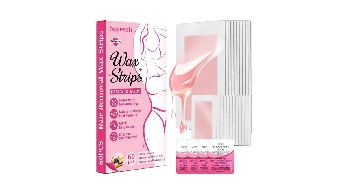 Hoyesch 60 Pcs Wax Strips - 40 Facial & 20