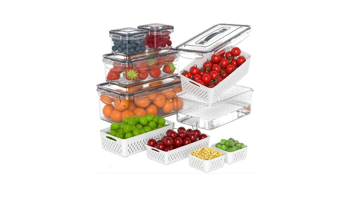 5 Pcs Fruit Storage Containers For Fridge With Removable Colander