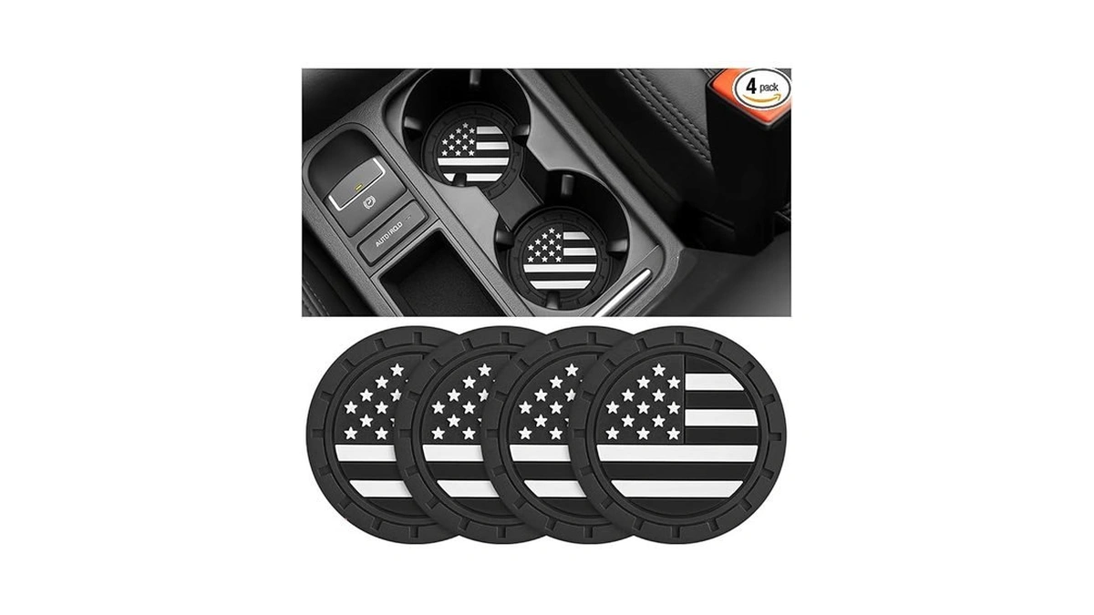 Swphrt 4pcs American Flag Car Cup Holder Coasters, Anti Slip