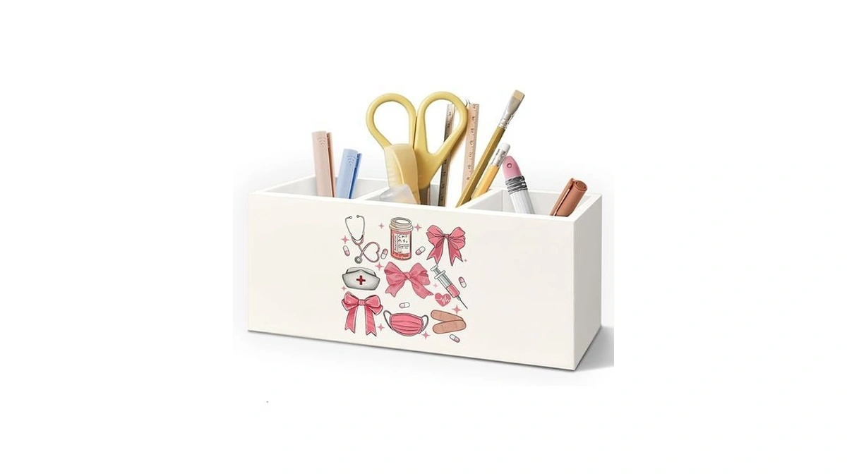 Aqyip Nurse Gifts Wooden Pen Pencil Holder For Desk Accessories,