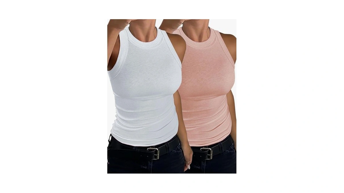 C.o.z.y Womens Tank Tops 2 Pack Ribbed Racerback Top Summer