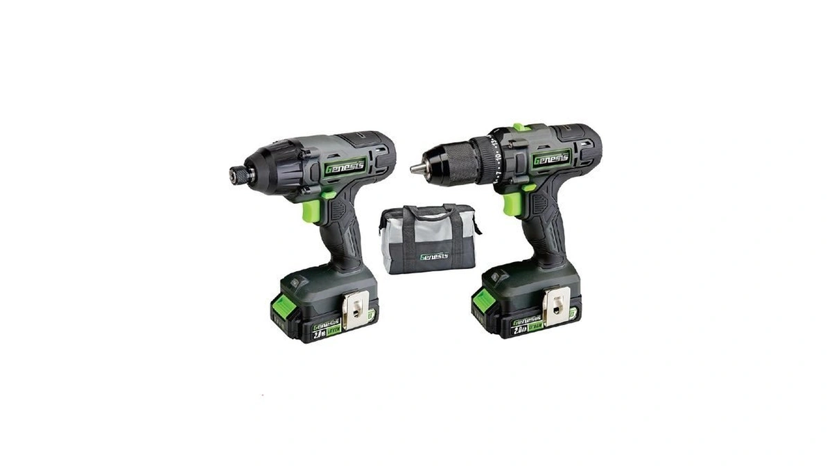 Genesis G20max 20v Drill/impact Driver Combo Kit, Led Light Metal