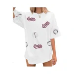 Baseball Shirts Women Oversized Sparkle Sequin Baseball Graphic Tee Baseball