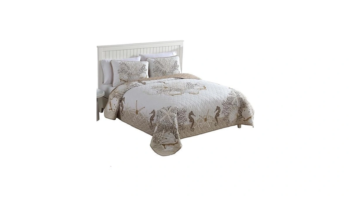 Caribbean Joe Coastal 3-piece Quilt Set, Full/queen, Beach Delight Sand