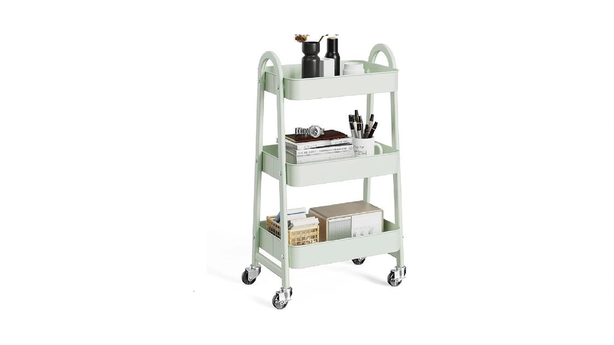 Olixis Metal 3 Tiers Utility Rolling Cart With Lockable Caster