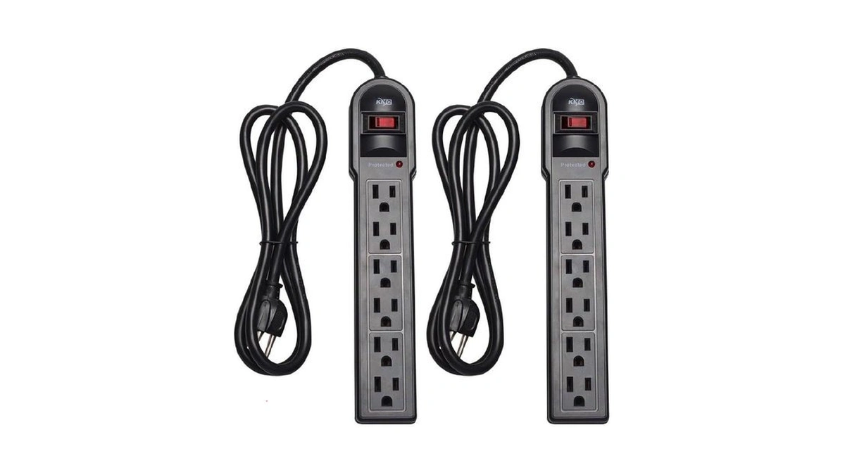 Kmc 6-outlet Surge Protector Power Strip 2-pack, 900 Joules, 4-foot