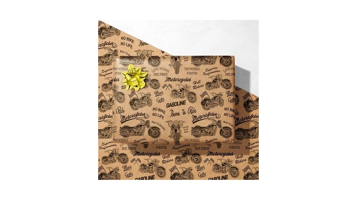 Giolniay Motorcycle Wrapping Paper - Kraft Paper With Vintage Biker