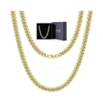 Baaklam Stainless Steel Cuban Link Chain For Men, Silver/18k Gold