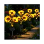 Freshaction Upgraded Solar Sunflower Lights, 4-pack Solar Garden Lights With