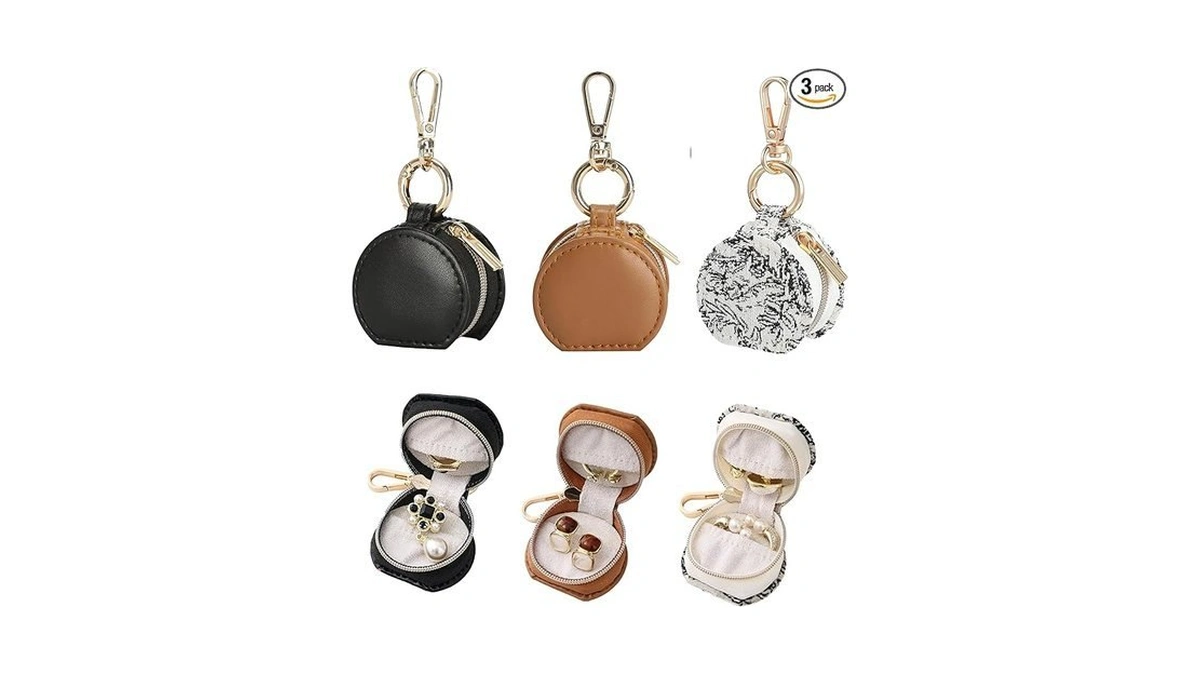Odizetz 3 Pcs Travel Jewelry Ring Holder Keychain, Small Jewelry