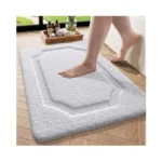 Color&geometry Bathroom Rugs Non Slip Washable, 17"x30" Standard Sized White