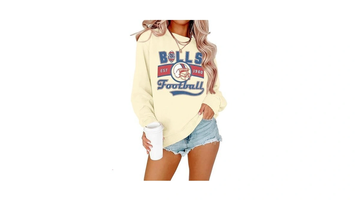 Jinting Football Sweatshirts Women Game Day: Football Letters Print Tee