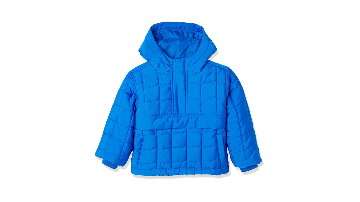Amazon Essentials Boys' Quilted Pullover Jacket, Bright Blue, Large