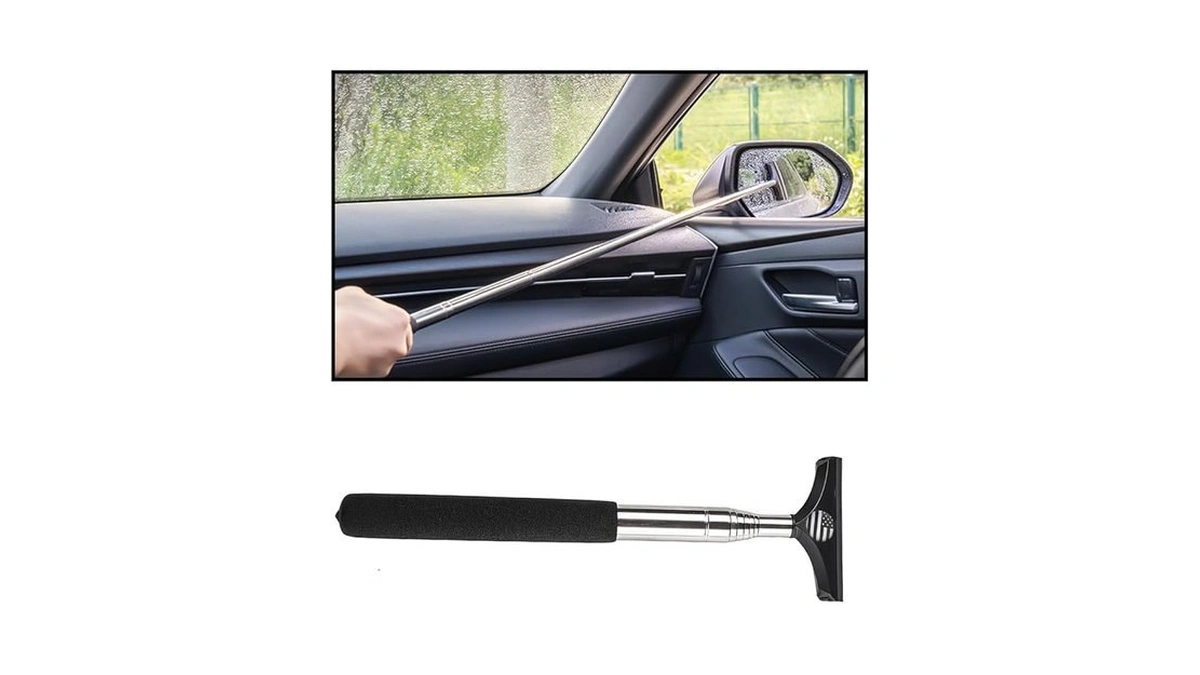 Osilly Car Rearview Mirror Wiper, Telescopic Squeegee For Auto Glass,
