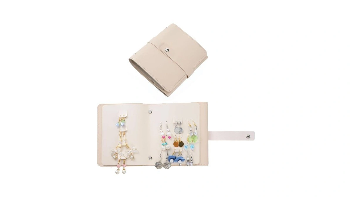 Ezymivs Earring Book Organizer, 42 Pairs Pu Leather Foldable Earring