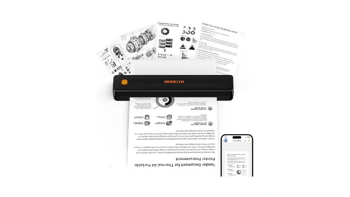 Rongta Thermal Portable Printers Wireless For Travel, Bluetooth Mobile Printer,