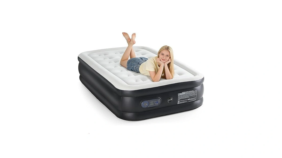 Newbullig Twin Mattress With Built-in Pump, 16'' Elevated Inflatable Air