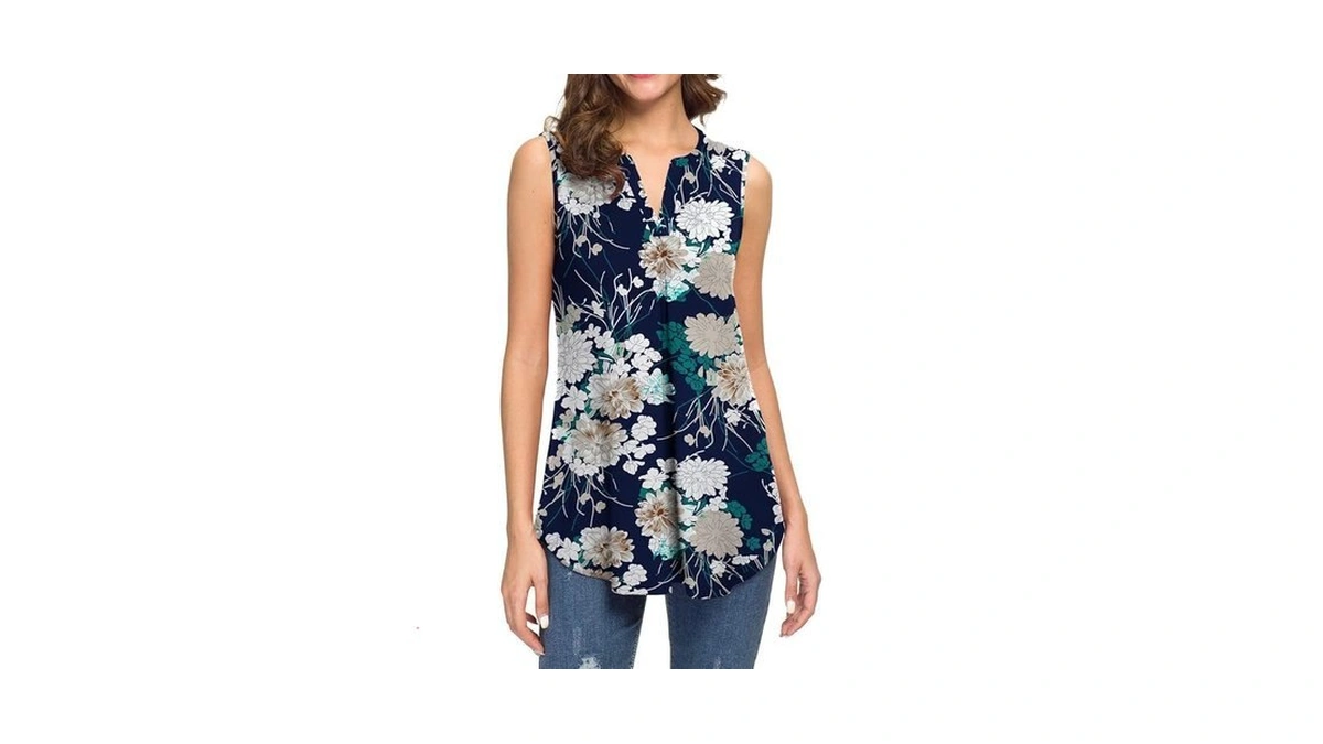 Neineiwu Women Tank Top Summer Casual Shirt V Neck Sleeveless