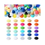 Nukayai 200pcs Silicone Lentil Beads, 12mm 30 Colors Silicone Abacus