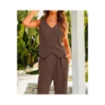 Kirundo Sets For Women Clothing Summer V Neck Crop Vest