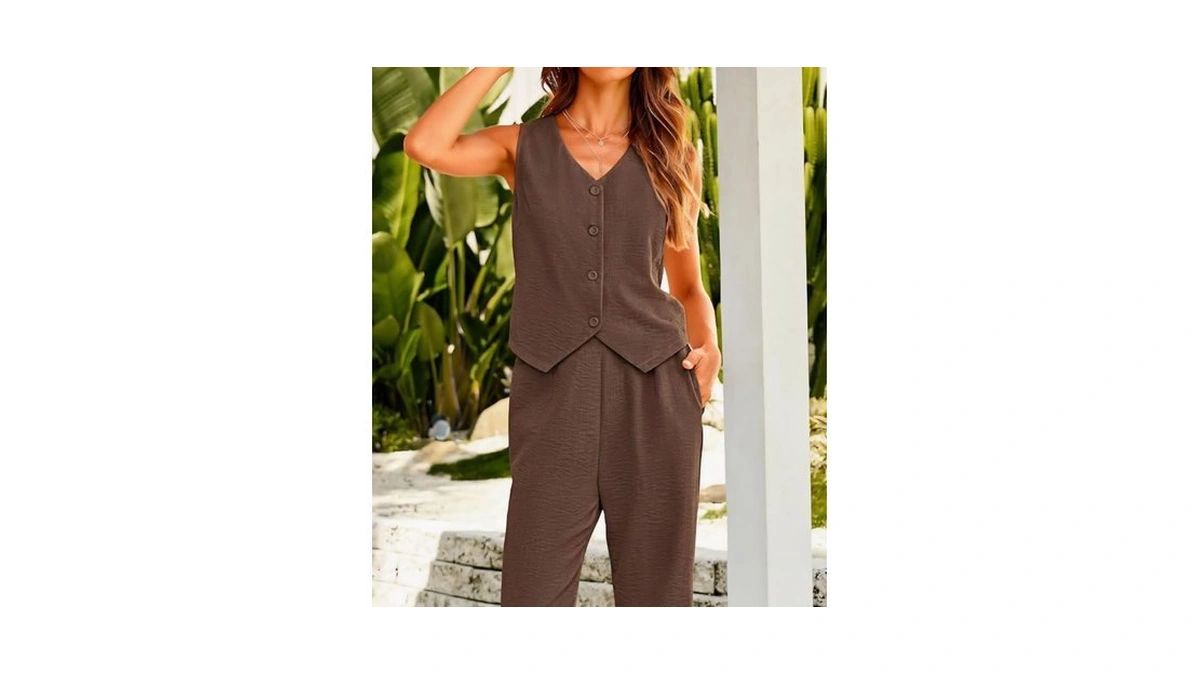 Kirundo Sets For Women Clothing Summer V Neck Crop Vest