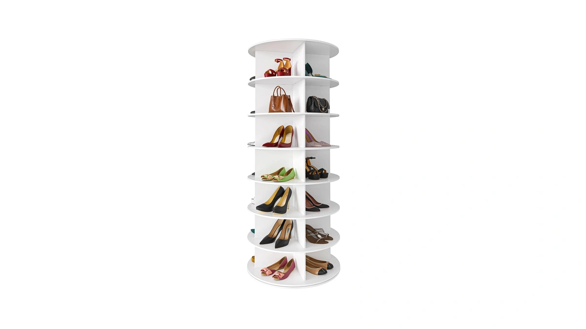 Spaceaid 7 Tier Rotating Shoe Rack Tower, Spinning Shoe Display