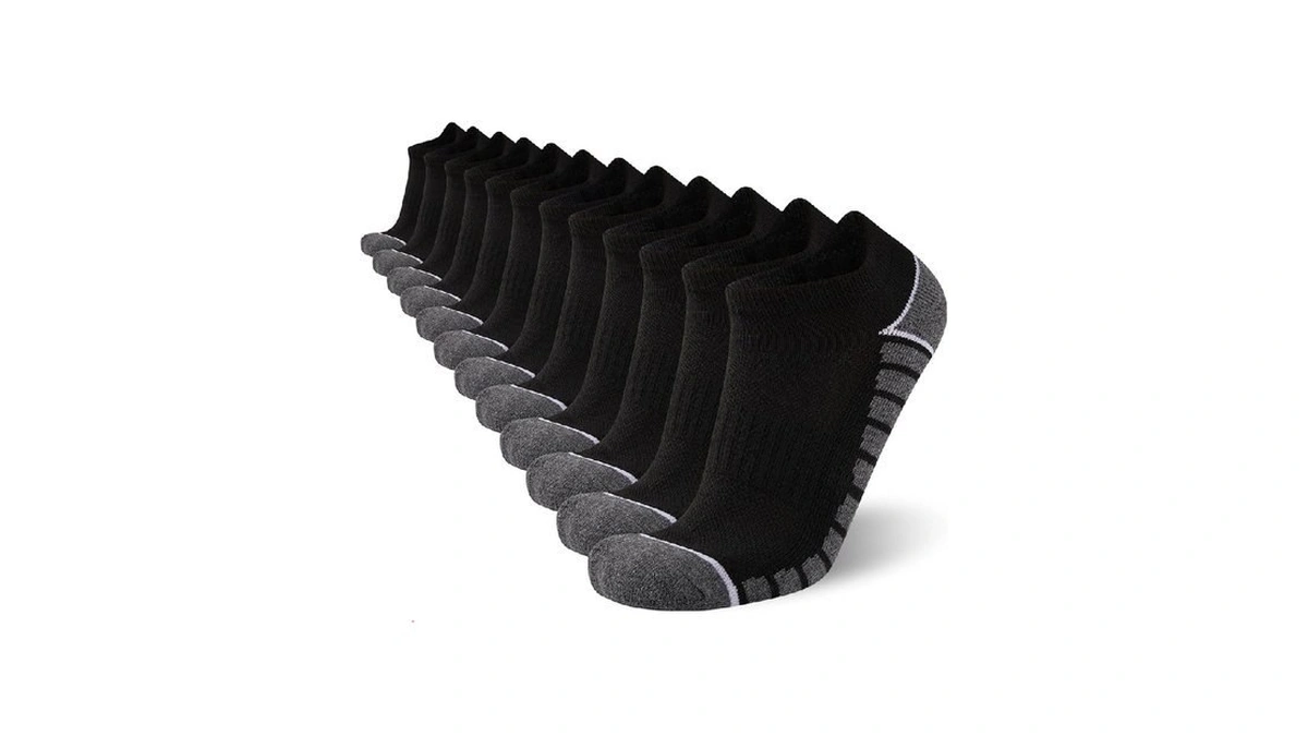 Coovan 12 Pack Mens Ankle Socks Athletic Running Cushioned Breathable