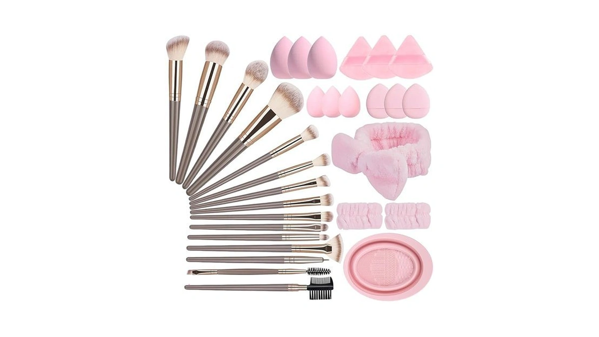 31pcs Professional Makeup Brush Set, 15 Premium Synthetic Brushes With