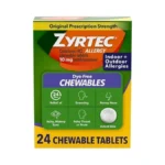 Zyrtec 24 Hour Allergy Relief Chewable Tablets, 10 Mg Cetirizine