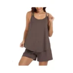 Kevamolly Dark Brown Pajama Set For Women 2 Piece Lounge