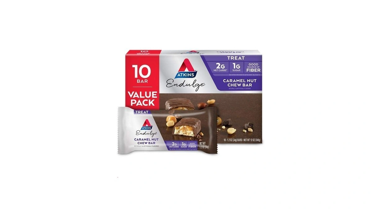 Atkins Endulge Caramel Nut Chew Bar, Low Sugar Snack, Dessert