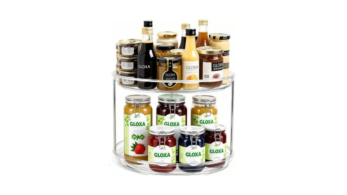 Gloxa 2 Tier Lazy Susan Turntable Organizer For Cabinet, 9.25''