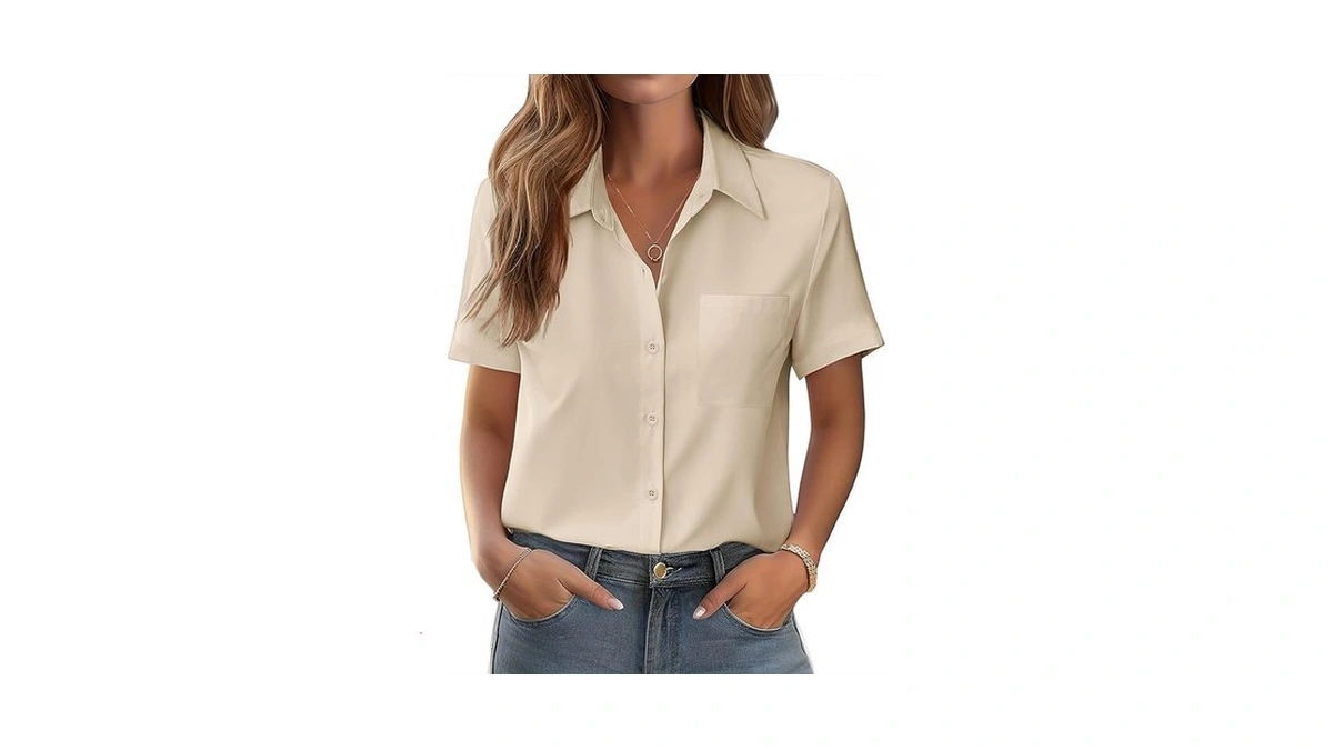 Zeagoo Womens Summer Tops Beach Vacation Shirts Short Sleeve Business